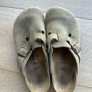 Birkenstock Boston Suede Tan, soft footbed